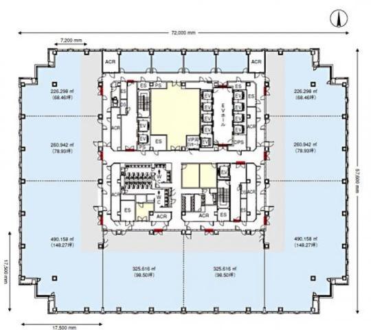 品川グランドセントラルタワー【事務所】間取り