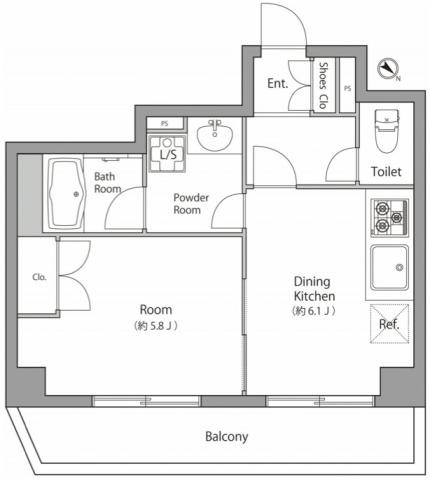 プライマル小石川（旧称：ベルフェリーク小石川）間取り