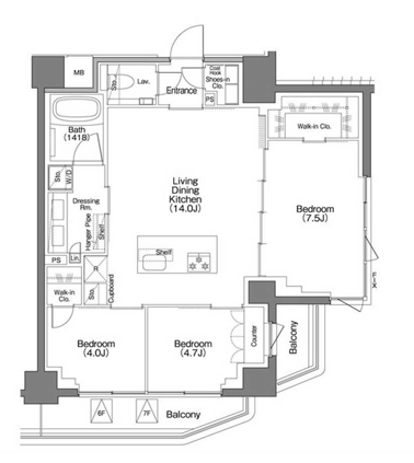 ザパークハビオＳＯＨＯ祐天寺間取り