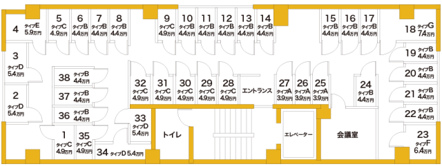 麹町半蔵門ライズオフィス／レンタルオフィス間取り